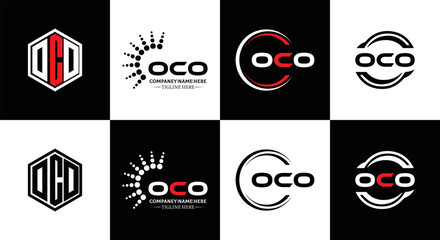 OCO logo. O C O design. White OCO letter. OCO, O C O letter logo design. Initial letter OCO linked circle uppercase monogram logo. O C O letter logo vector design. OCO letter logo design five style.	
