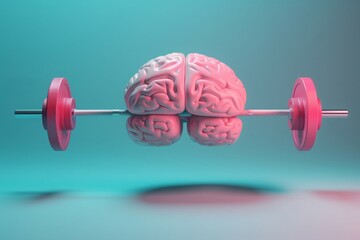 Brain fitness barbell. Sprot school brain mind exercise strong idea. Generate Ai