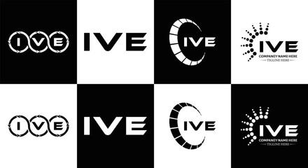 IVE logo. I V E design. White IVE letter. IVE, I V E letter logo design. Initial letter IVE linked circle uppercase monogram logo. I V E letter logo vector design. IVE letter logo design five style.	
