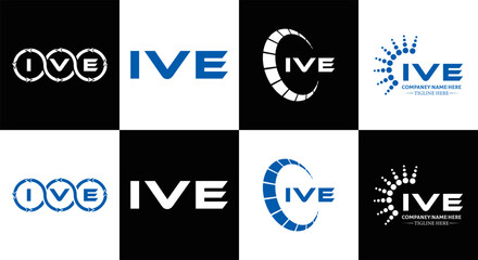 IVE logo. I V E design. White IVE letter. IVE, I V E letter logo design. Initial letter IVE linked circle uppercase monogram logo. I V E letter logo vector design. IVE letter logo design five style.	
