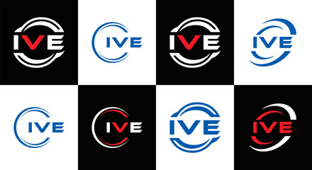 IVE logo. I V E design. White IVE letter. IVE, I V E letter logo design. Initial letter IVE linked circle uppercase monogram logo. I V E letter logo vector design. IVE letter logo design five style.	
