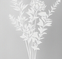 White floral pattern with branches and leaves. Minimalist Wallpaper. Beautiful backdrop. Minimal flyer or card design