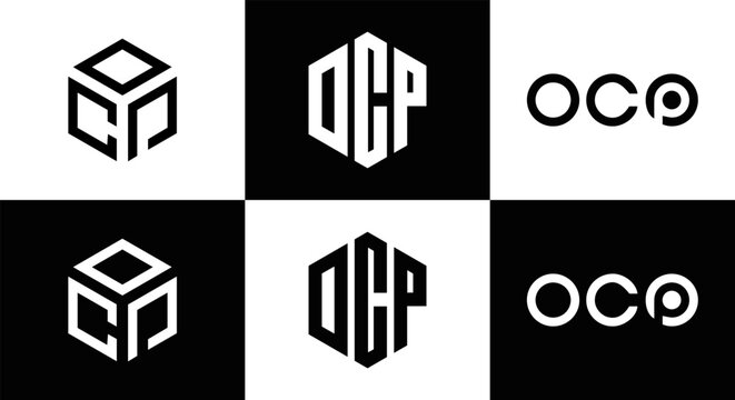 OCP logo. O C P design. White OCP letter. OCP, O C P letter logo design. Initial letter OCP linked circle uppercase monogram logo. O C P letter logo vector design. OCP letter logo design five style.	
