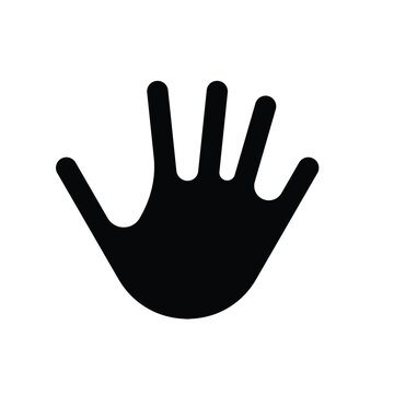 Black and white palm hand silhouette abstract