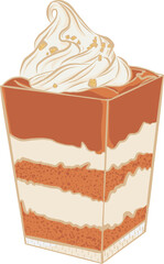 Golden caramel creamy cheesecake Illustration, SVG vector graphic for dessert menu design