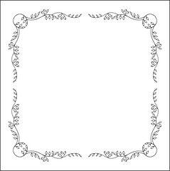 Vegetal floral frame with leaves and flowers, decorative corners for greeting cards, banners, business cards, invitations, menus. Isolated vector illustration.	
