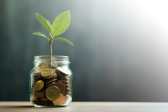 Crecimiento Financiero: Monedas y Planta en Armon&iacute;a.