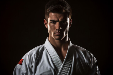 Obraz premium Generative AI picture of experienced karate fighter club martial arts traditional clothes training