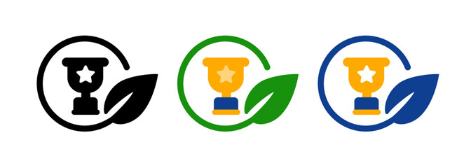 Winner award championship winner in eco green leaf circle sustainability environmental friendly icon