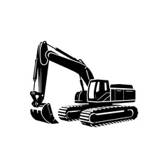 Simple Excavator Logo Flat Black Vector 