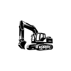Simple Excavator Logo Flat Black Vector 