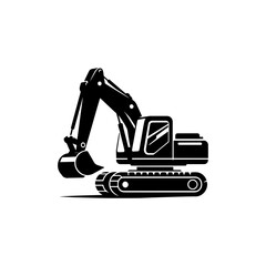Simple Excavator Logo Flat Black Vector 
