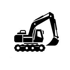 Simple Excavator Logo Flat Black Vector 