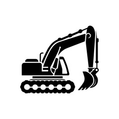 Simple Excavator Logo Flat Black Vector 