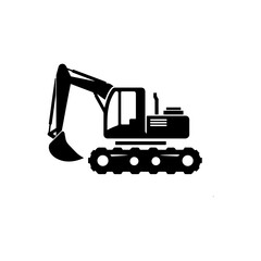 Simple Excavator Logo Flat Black Vector 
