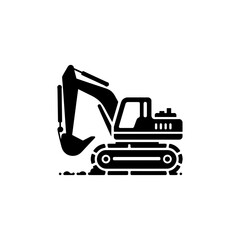 Simple Excavator Logo Flat Black Vector 