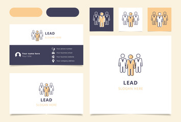 Lead logo brand business card. Branding book affilate marketing collection. Thin Lead logo