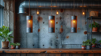 Interior of raw metal style industrial, exposed ductwork, cassette unit