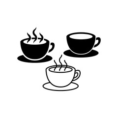 Coffee cup icon set. Cups of coffee tea collection.