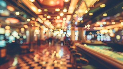 casino bokeh light abstract blur background,Blurred image of slots machines or roulette table - obrazy, fototapety, plakaty
