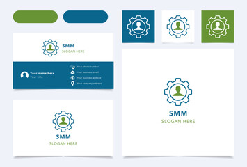 Smm logo brand business card. Branding book affilate marketing collection. Thin Smm logo
