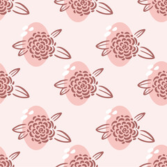 seamless pattern with outline flowers 