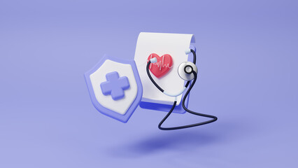 Health care concept. Life insurance or protection, Concept of health insurance or health care access to health welfare. Relationships in love. Medical and Healthcare business analysis report.3d render