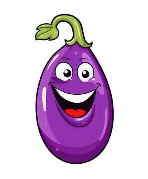 Cute Eggplant Cartoon Generative AI