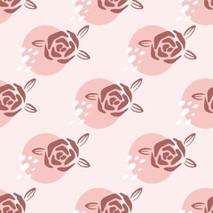 seamless pattern with roses on abstract background 