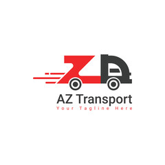 za letter or az letter, truck transport vehicle logistics and delivery company logo design template - obrazy, fototapety, plakaty