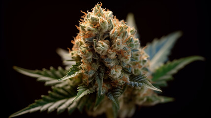 Naklejka na ściany i meble Cannabis plant - Legal Marijuana Plant - Smoking weed - pistils and trichomes - Cannabis culture - Generative AI