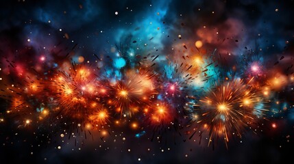 Fototapeta na wymiar The Kingdom’s Fireworks: A New Year’s Spectacle, Generative ai