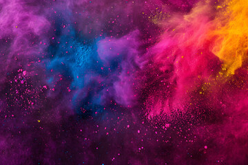 Colorful Dust Delight: Holi Festive Backdrop, festival of colors in India - obrazy, fototapety, plakaty