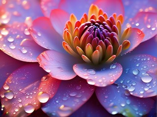beautiful colorful flower close up background with morning dew