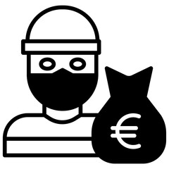 Euro Robber solid glyph icon