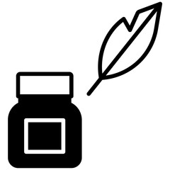 Feather ink solid glyph icon