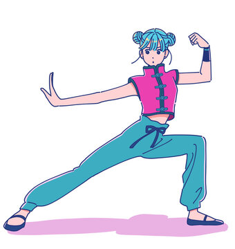 カンフーのポーズをする女の子
