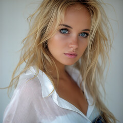 Young blonde woman posing for a portrait