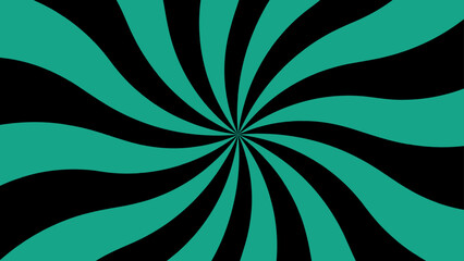 Swirl background of green and black twisted spiral ray stripes