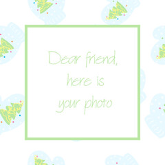 Bright mittens on a clean white background are an illustration of warmth and comfort. An ideal addition to a photo frame, creating a warm winter environment