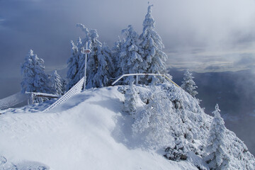 winter mountain landscape, Postavaru Mountains, Romania