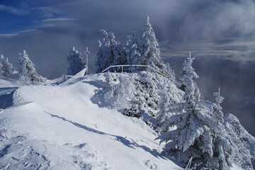 winter landscape with snow, Postavaru Mountains, Romania