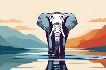 Foto op Canvas Elephant illustration a visual journey into the world of elephants  © Farhan