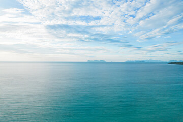Beautiful seascape with blue sky and clouds in morning.