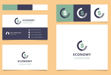 Economy logo brand business card. Branding book from business management icons collection. Creative Economy logo
