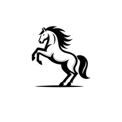 High Quality Vector Logo of a Majestic Rearing White Horse. Versatile Symbol of Strength and Elegance for Logos, Branding, and Marketing. Isolated on White Background for Seamless Integration.