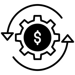 Dollar setting solid glyph icon