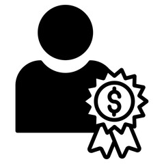 Dollar User Reward solid glyph icon