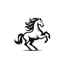 High Quality Vector Logo of a Majestic Rearing White Horse. Versatile Symbol of Strength and Elegance for Logos, Branding, and Marketing. Isolated on White Background for Seamless Integration.