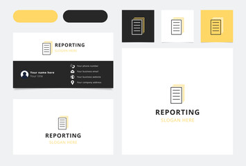 Reporting logo brand business card. Branding book from business management icons collection. Creative Reporting logo
